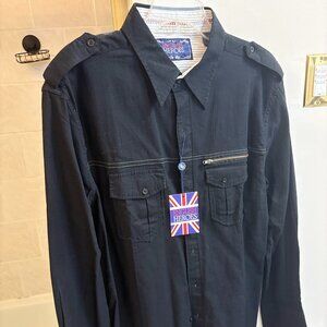 English Heroes Rock'n Roll Long Sleeve Button Down Shirt for Men XL